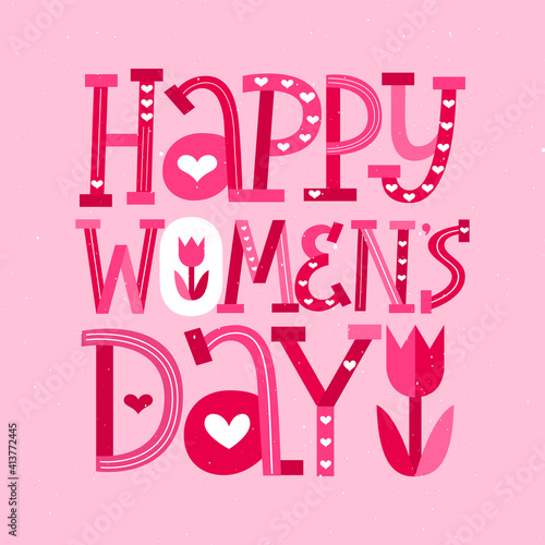 Happy Women's day lettering card for March 8 