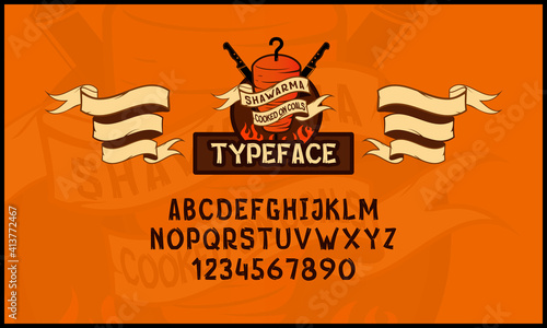 Hand Made Font, shawarma. Custom handwritten alphabet.