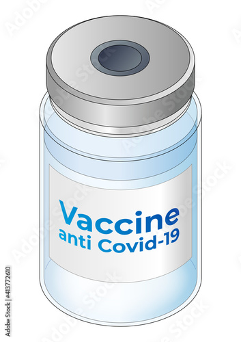 Medical vaccine anti Covid-19 vial, vector illustration