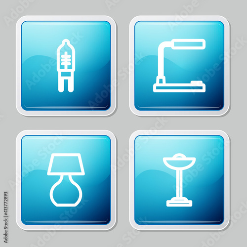 Set line Light emitting diode  Table lamp  and Floor icon. Vector.