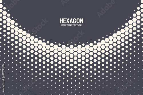 Hexagonal Halftone Pattern Vector Geometric Technology Abstract Background. Half Tone Hex Retro Colored Texture. Minimal 80s Style Dynamic Tech Structure Wallpaper