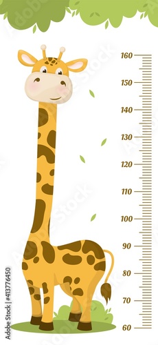 Kids height chart. Child height meter for kindergarten.
