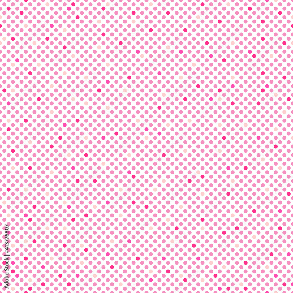 Abstract fashion polka dots background. White seamless pattern with pink textured circles. Template design for invitation, poster, card, flyer, banner, textile, fabric. Halftone card. Abstract fashion polka dots background. White seamless pattern with pink textured circles. Template design for invitation, poster, card, flyer, banner, textile, fabric. Halftone card.