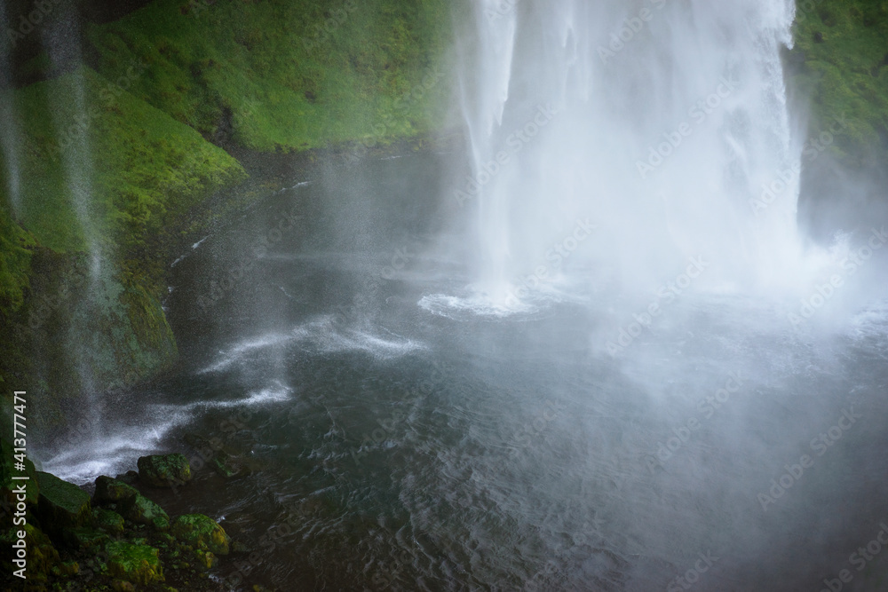 High angle view of Seljalandsfoss Waterfall High angle view of Seljalandsfoss Waterfall