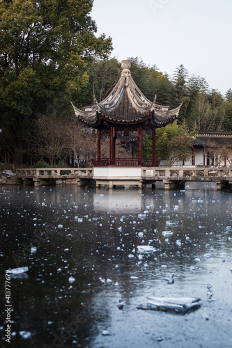 Traditional, Chinese pavilion in a park in Shanghai