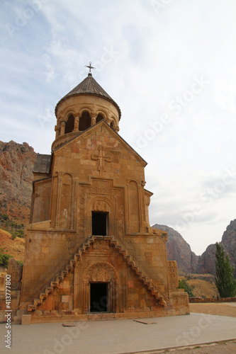 Mausoleum Church of Noravank Monastery in the Amaghu Gorge, one of the main tourist attractions of Armenia