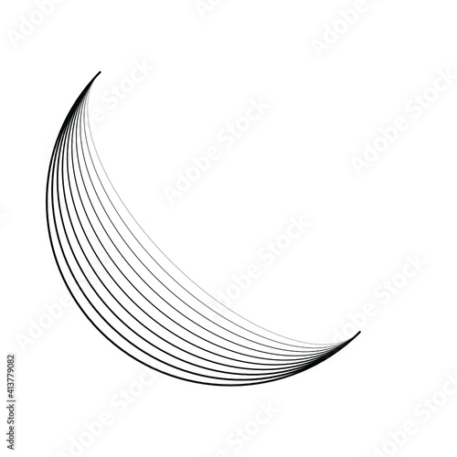 Lines in Semi Circle Form .  Vector Illustration .Technology round. Moon Logo . Design element . Abstract Geometric shape .