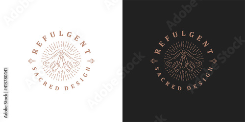 Wild moth logo elegant template linear vector illustration