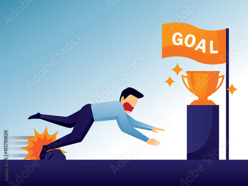 the man stumble and can't go to the goal illustration vector.