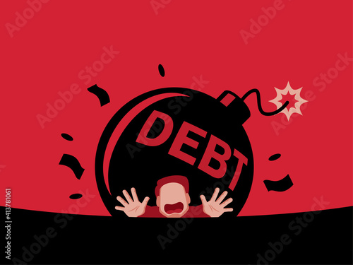 the man can't get out of debt illustration vector.