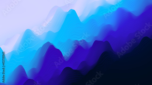 3d abstract wave background with blue, moderate pink and very dark magenta colors. Can be used as texture, background or wallpaper. 3d digital illustration