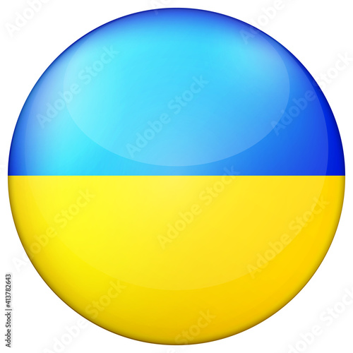 Free Download Glass light ball with flag of Ukraine. Round sphere, template icon. Ukrainian national symbol. Glossy realistic ball, 3D abstract vector illustration highlighted on a white background. Big bubble. - GFXLoad