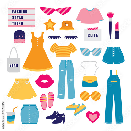 cute fashion items vector for illustration or advertising artwork.