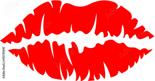 Vector illustration of the red kiss print