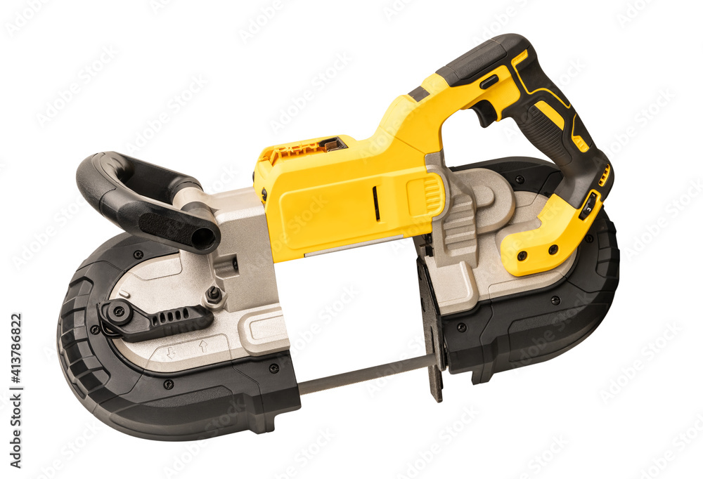 Power tool .Deep Cut and Compact Band Saws, cordless band saws,Portable Band Saw on white background