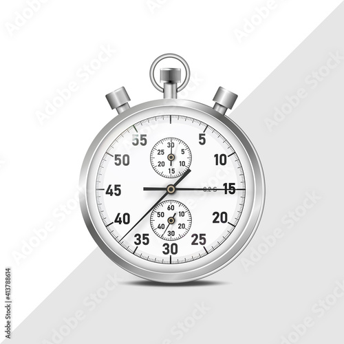 Vector stopwatch, chronometer. Classic EPS 10. Realistic performance. For demonstration of time intervals.