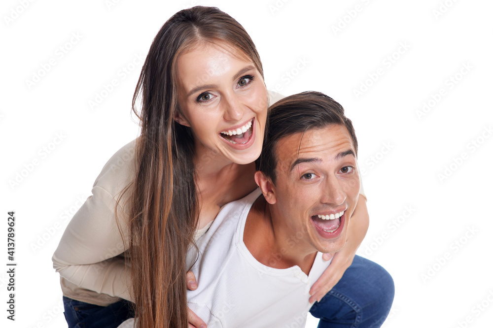 Portrait of happy young couple posing Portrait of happy young couple posing