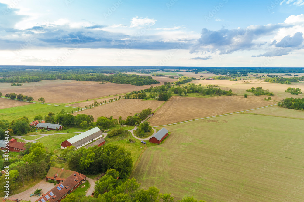 Aerial fields and houses in Balingsta commune near Wik Castle Aerial fields and houses in Balingsta commune near Wik Castle