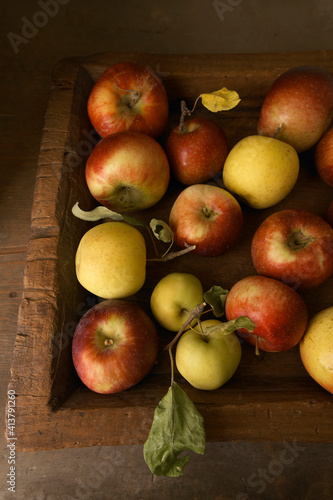 Fresh Picked Apples in Wood Crate photo