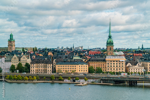 View of Stockholm from  Skinnarviksberget in summer photo