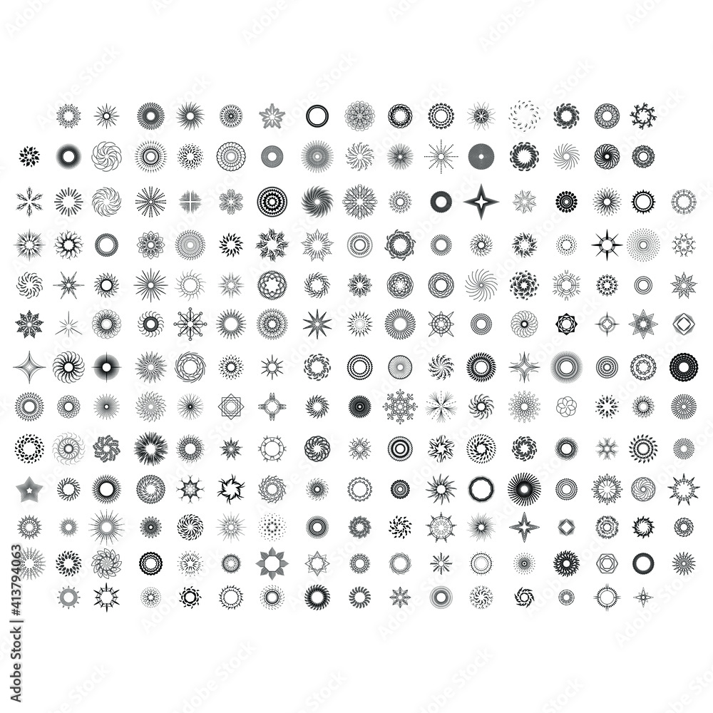 Set Abstract Collection Starburst Black Line Doodle Design Elements Vector Set Abstract Collection Starburst Black Line Doodle Design Elements Vector