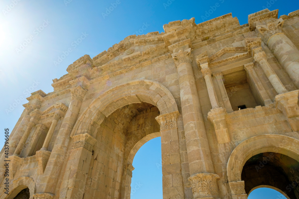 Arch of Hadrian in ancient Roman city of Gerasa, Jerash, Jordan Arch of Hadrian in ancient Roman city of Gerasa, Jerash, Jordan