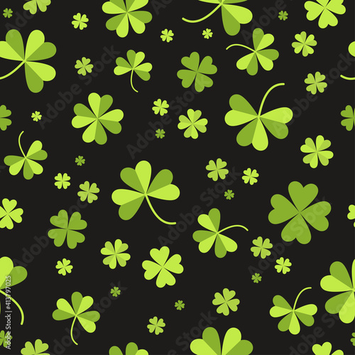 St Patrick's Day background. Seamless clover pattern. Vector illustration