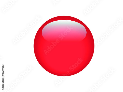Red glossy button on white.