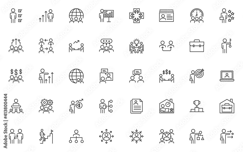 set of business people thin line icons, teamwork, businessman, meeting, work set of business people thin line icons, teamwork, businessman, meeting, work