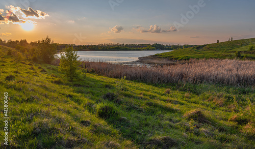 Summer moring among fields