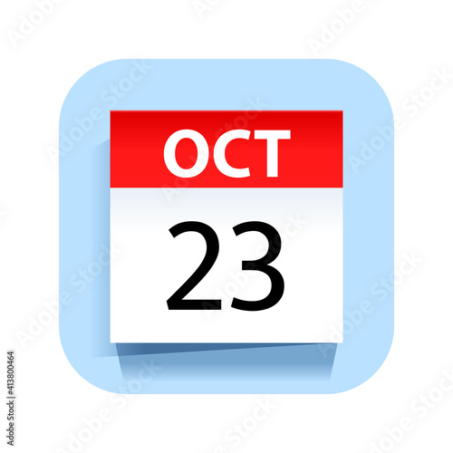 October 23. Calendar Icon. Vector Illustration.