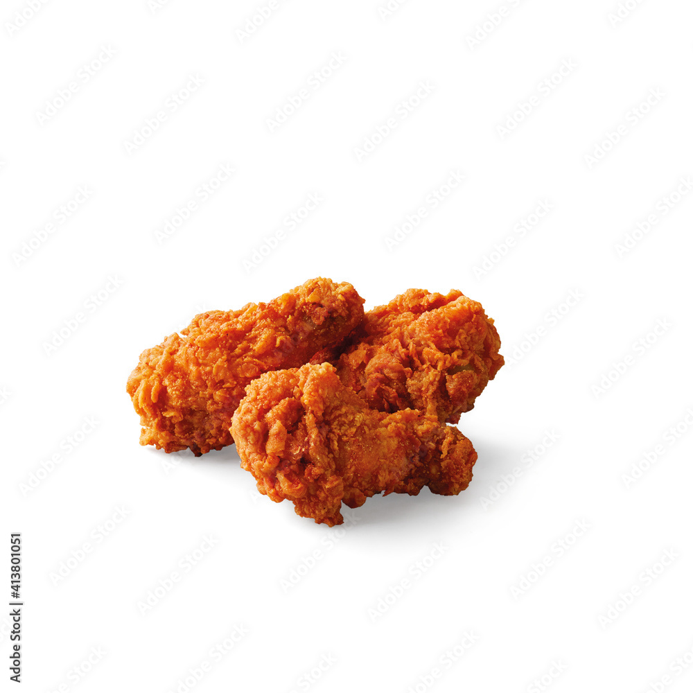 double spicy wing fried chicken isolated on white background double spicy wing fried chicken isolated on white background