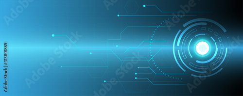 Blue circle technology abstract technology innovation concept vector background and glowing light with some Elements of this image panorama