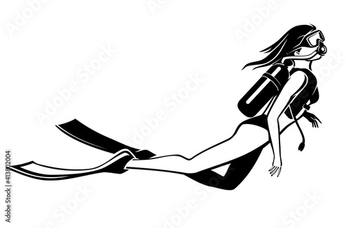Underwater Scuba Leisure Diving, Female Sexy Body