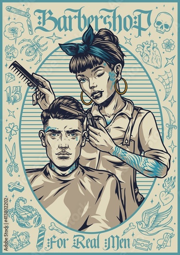 Vintage barbershop poster