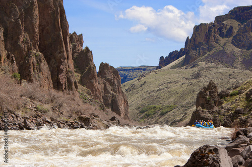 Friends river rafting in river photo