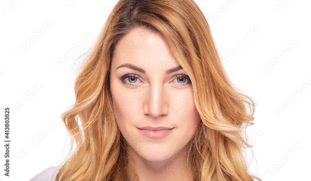 Beautiful tender young blond woman on a white background. Beautiful tender young blond woman on a white background.