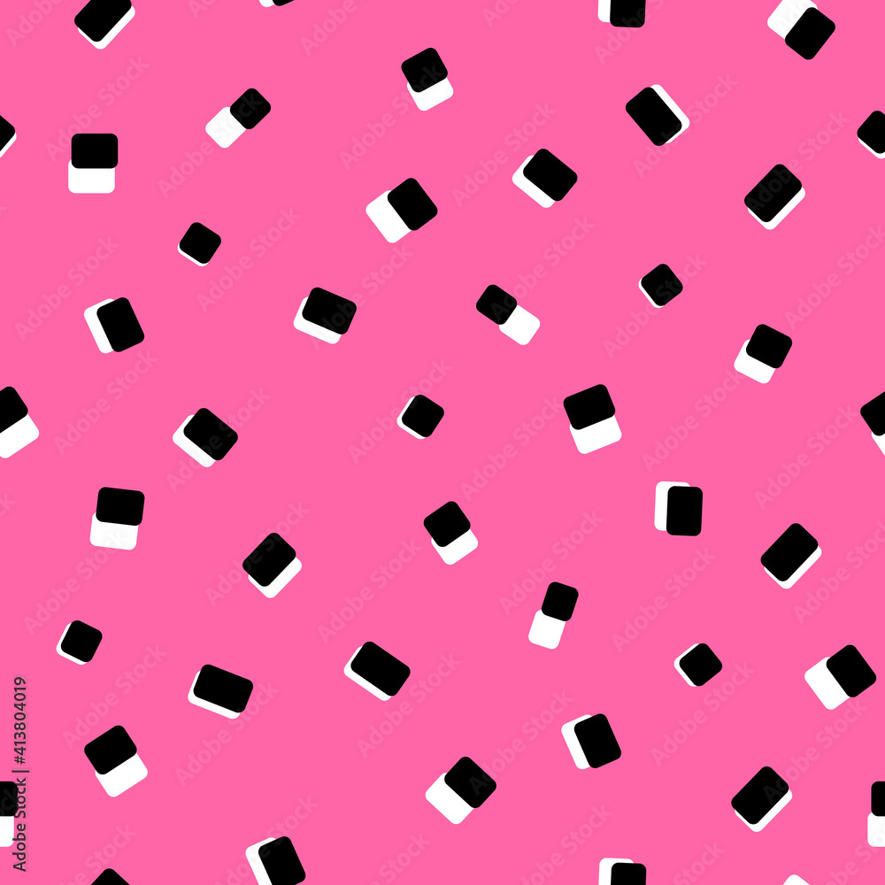 Simple 80s style sushi seamless pattern on pink background. randomly located Japanese sushi texture for fabric, paper, branding and design. Nori seaweed and rice cute retro ornament Simple 80s style sushi seamless pattern on pink background. randomly located Japanese sushi texture for fabric, paper, branding and design. Nori seaweed and rice cute retro ornament