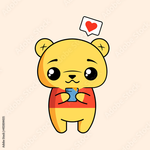Canvas Print Cute vector illustration Winnie The Pooh for children.