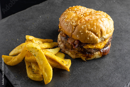 burger and fries