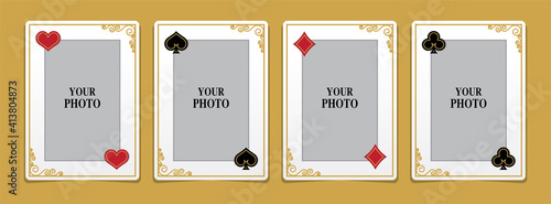Poker card photo frames vector.