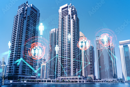Photography Skyscrapers of Dubai business downtown