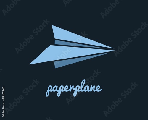 Blue paperplane logo icon design and dark blue background