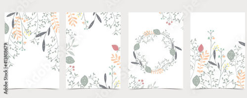 Collection of natural background set with leaf,flower.Editable vector illustration for website, invitation,postcard and poster photo