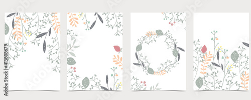 Collection of natural background set with leaf,flower.Editable vector illustration for website, invitation,postcard and poster