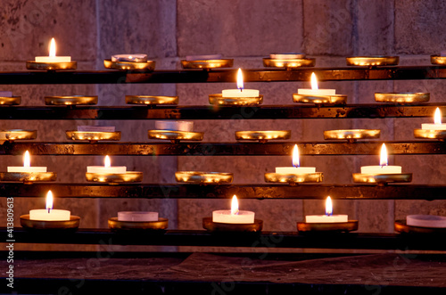 Candles burning in St Alban's church - Copenhagen - Denmark