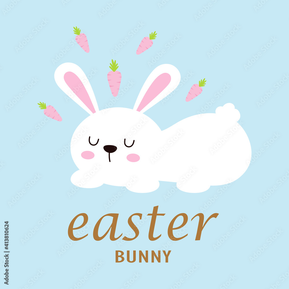 easter card with cute bunny and carrots easter card with cute bunny and carrots