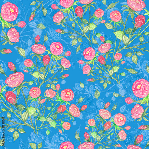 Wallpaper Mural seamless pattern abstracts floral composition Torontodigital.ca