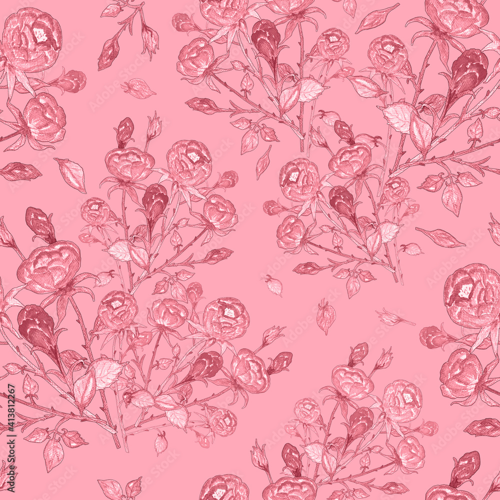 seamless pattern abstracts floral composition