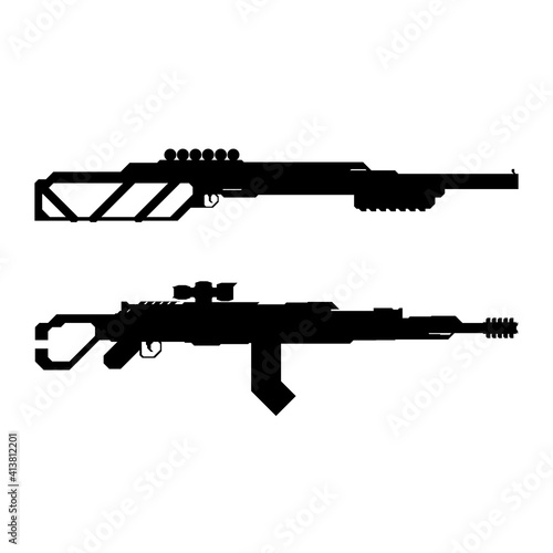 Set Of Weapons Concept shotgun and machine gun